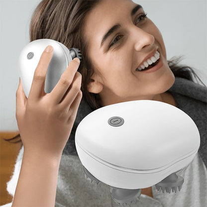 Smart Electric Scalp Massager, Handheld Electric Pet Massager Massage Tool with 4 Massage Heads, Multi Speeds, Electric Pet Massager Head and Back Scratcher for Tight Muscles and Stiffness Vibration Machine For Hair Growth, Blood Circulation